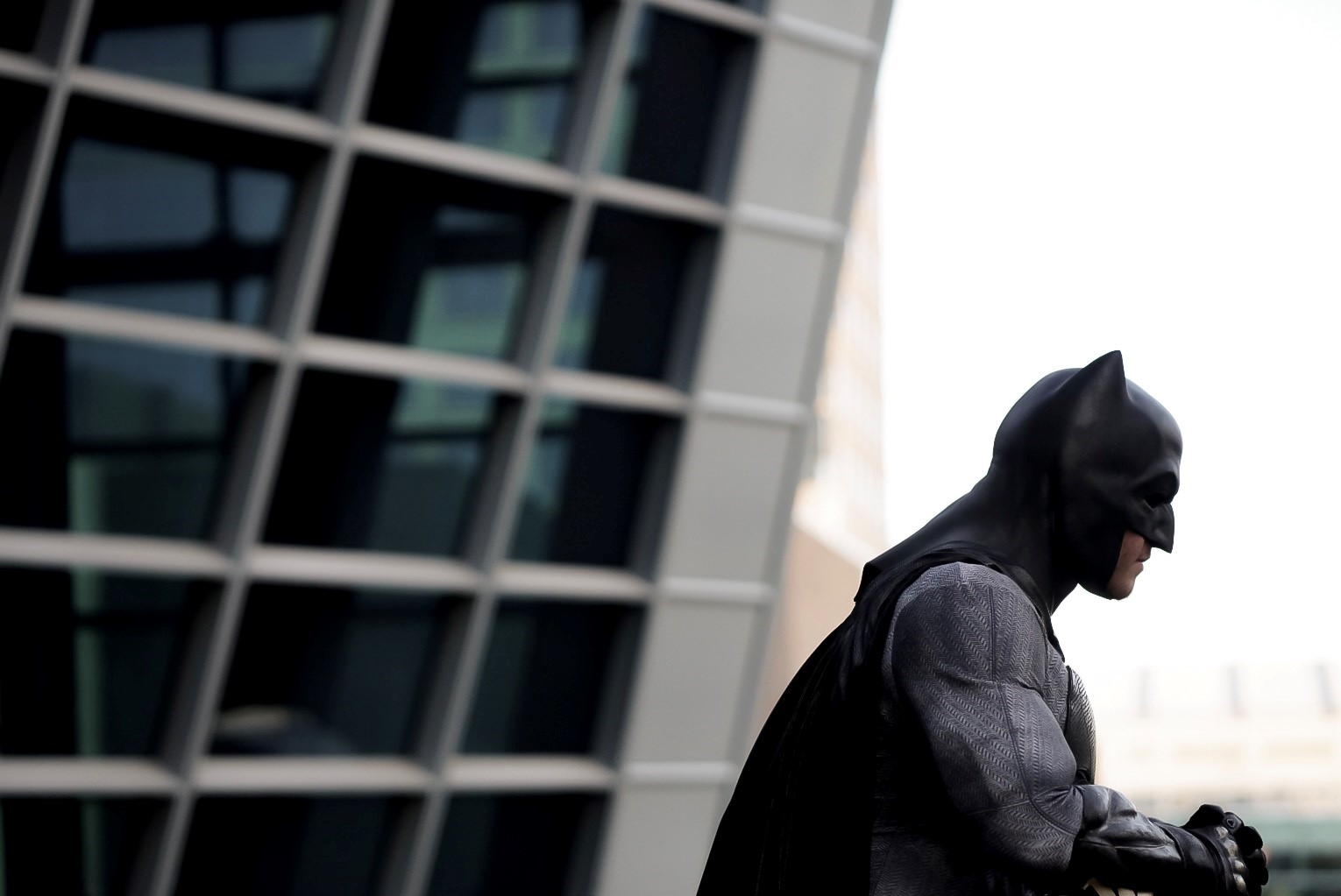 Side profile of a costumed superhero